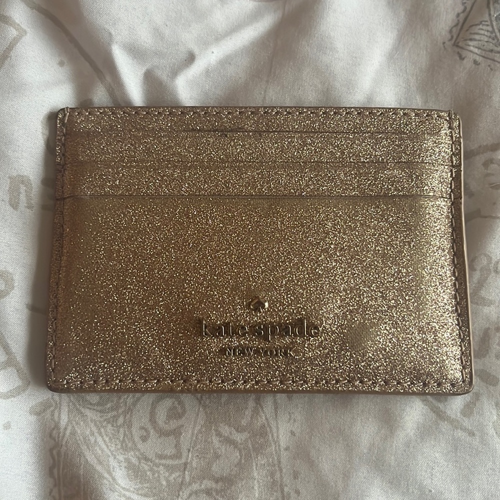 100% Authentic Kate Spade ♠️ NY gold glitter card holder wallet